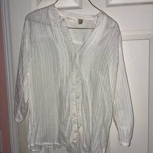Maurices Ivory Textured Button up Blouse %100 cotton